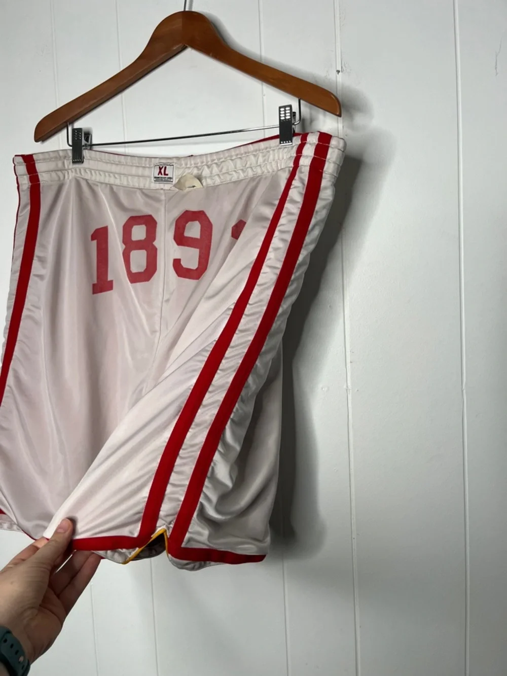 Vintage Y2K Abercrombie Red Drawstring Basketball Shorts Reversible Spellout XL